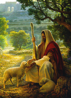 Jesus with lost sheep